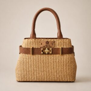 Noé tas van echt leer en raffia